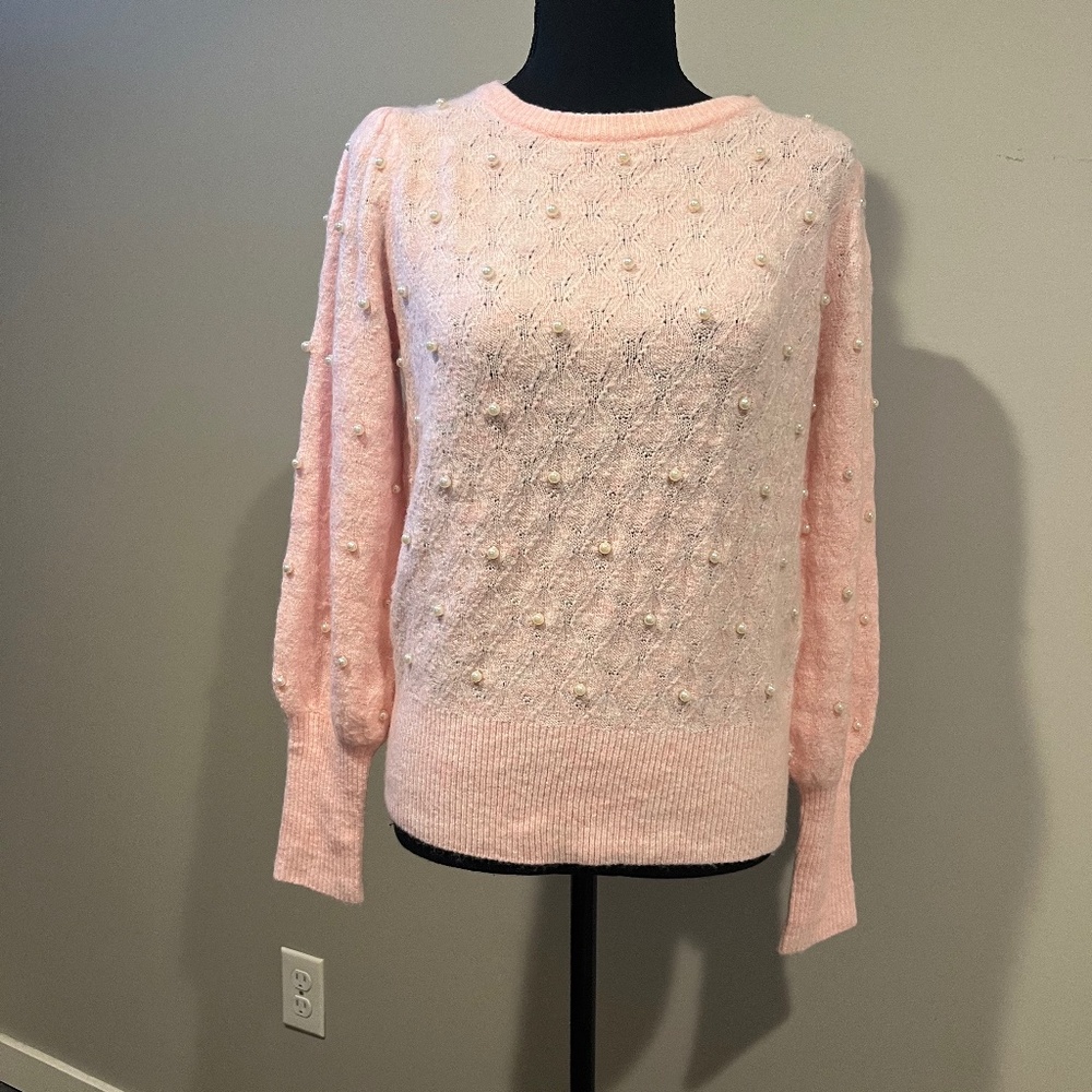 Lilly Pulitzer Pink and White Pearl Sweater